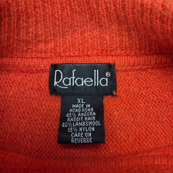 Vintage Rafaella Womens Angora Rabbit Hair And Lambs Wool Orange Sweater XL - Picture 3 of 8